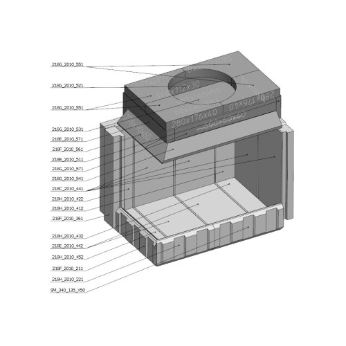 Šamotová komora komplet KV DYNAMIC L 3G S 72.44.42.21  